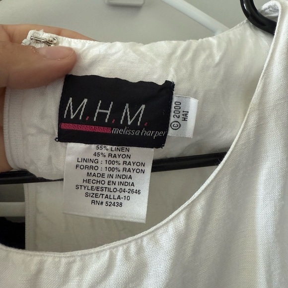 Vintage M.H.M White Sleeveless Dress with Sheer Lace Bottom - Picture 2 of 5